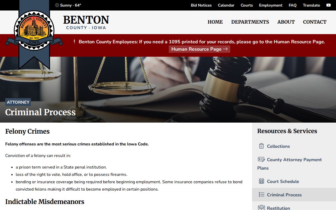 Benton County arrest history criminal process