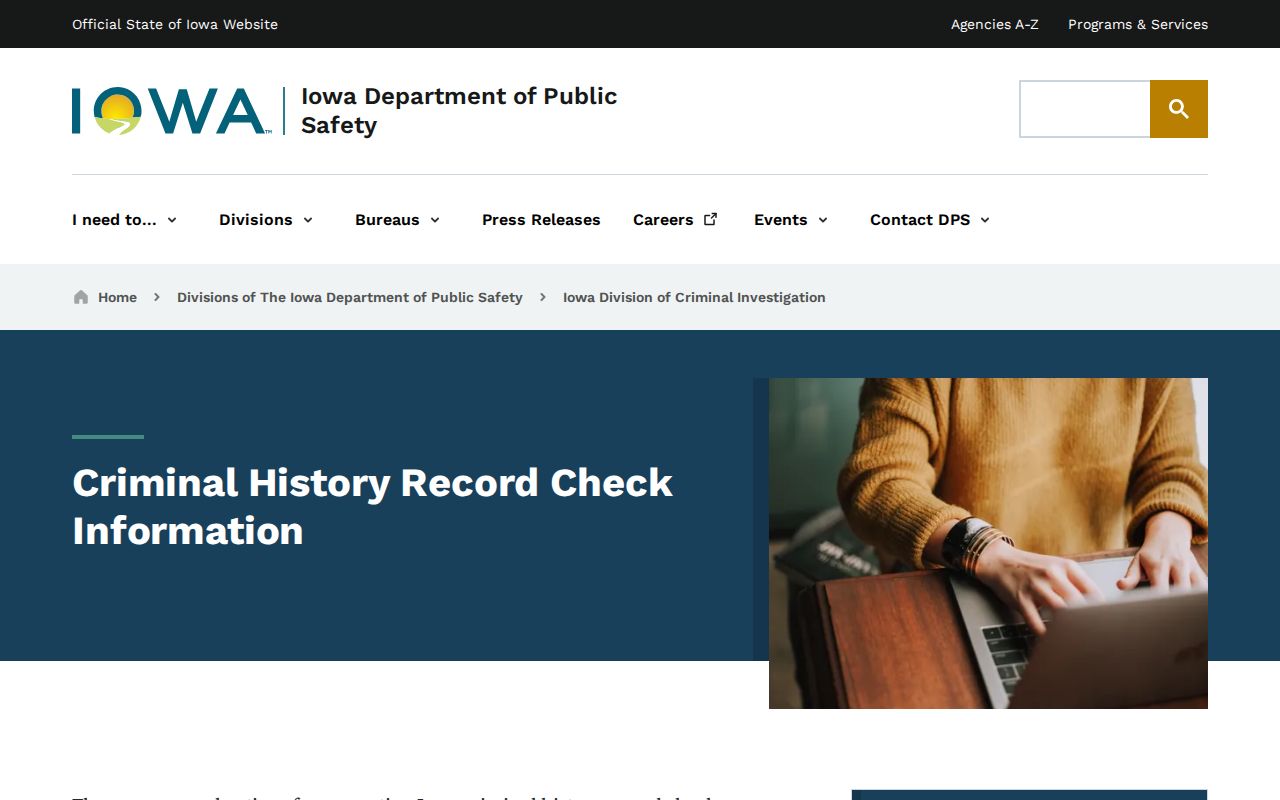 Benton County criminal history check through Iowa DCI