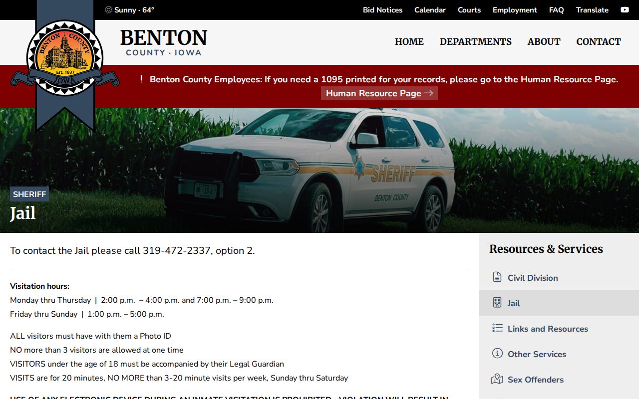 Benton County arrest booking and jail record information