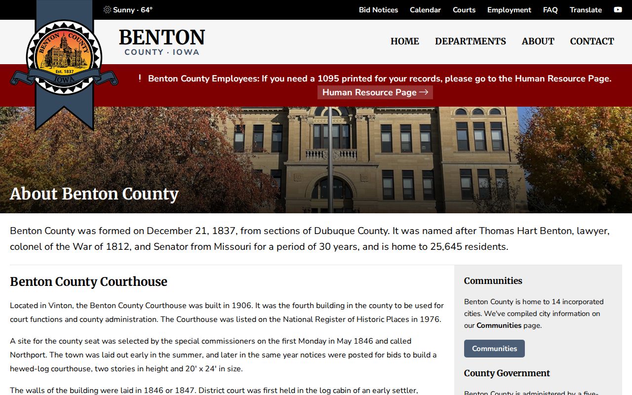 Benton County criminal records courthouse history