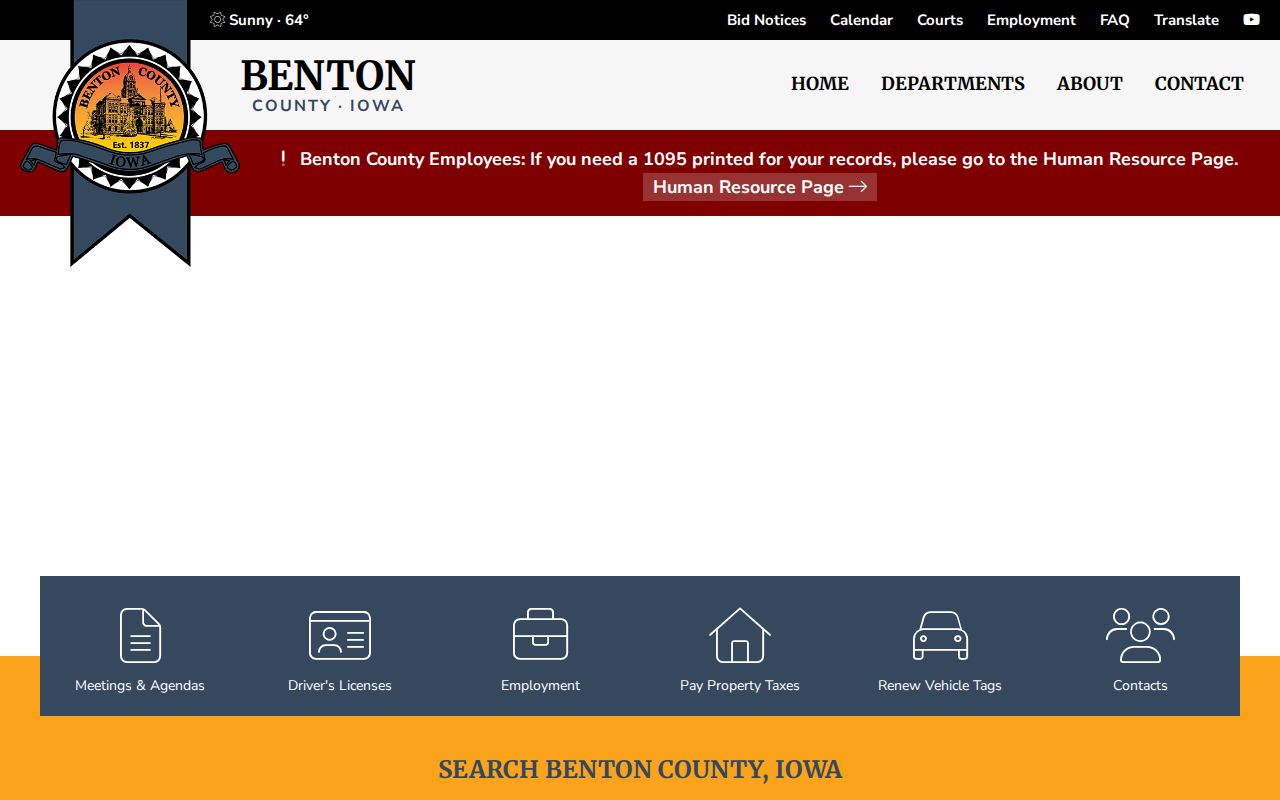 Benton County criminal history department access on the county website